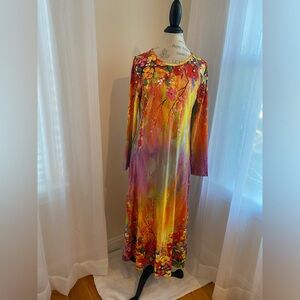 Orange floral print maxi dress